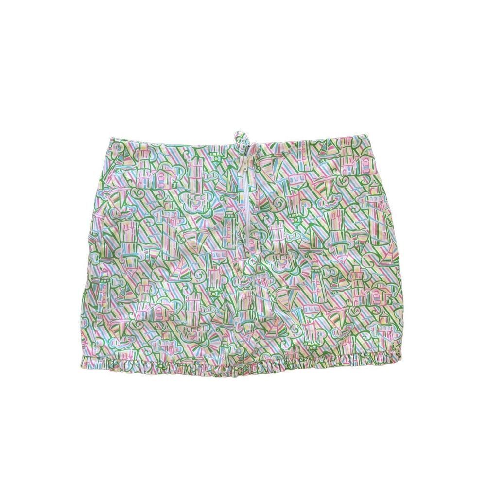 Lilly Pulitzer Womens Green Lighthouse Ruffled A-Line Callie Mini Skirt Size 0